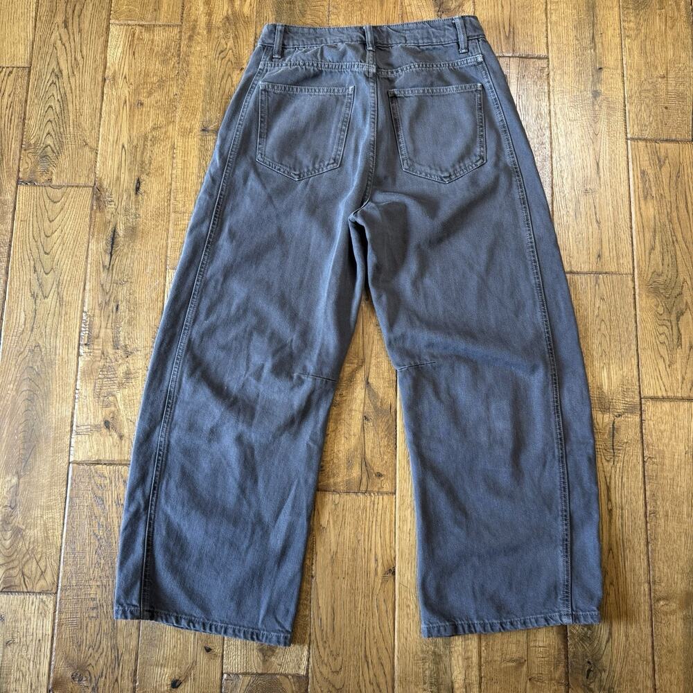 Zara Barrel Ankle Jeans Womens Sz 2 Wide Leg Grey Denim Cotton Boho Grunge - Picture 7 of 7
